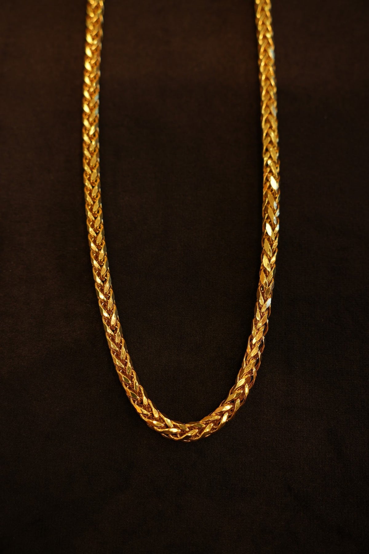 22K Gold Round Wheat Chain