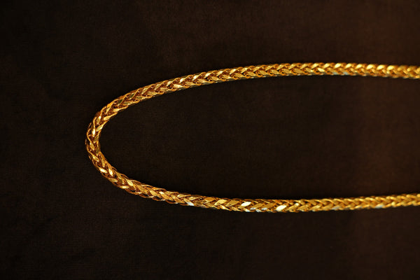 22K Gold Round Wheat Chain