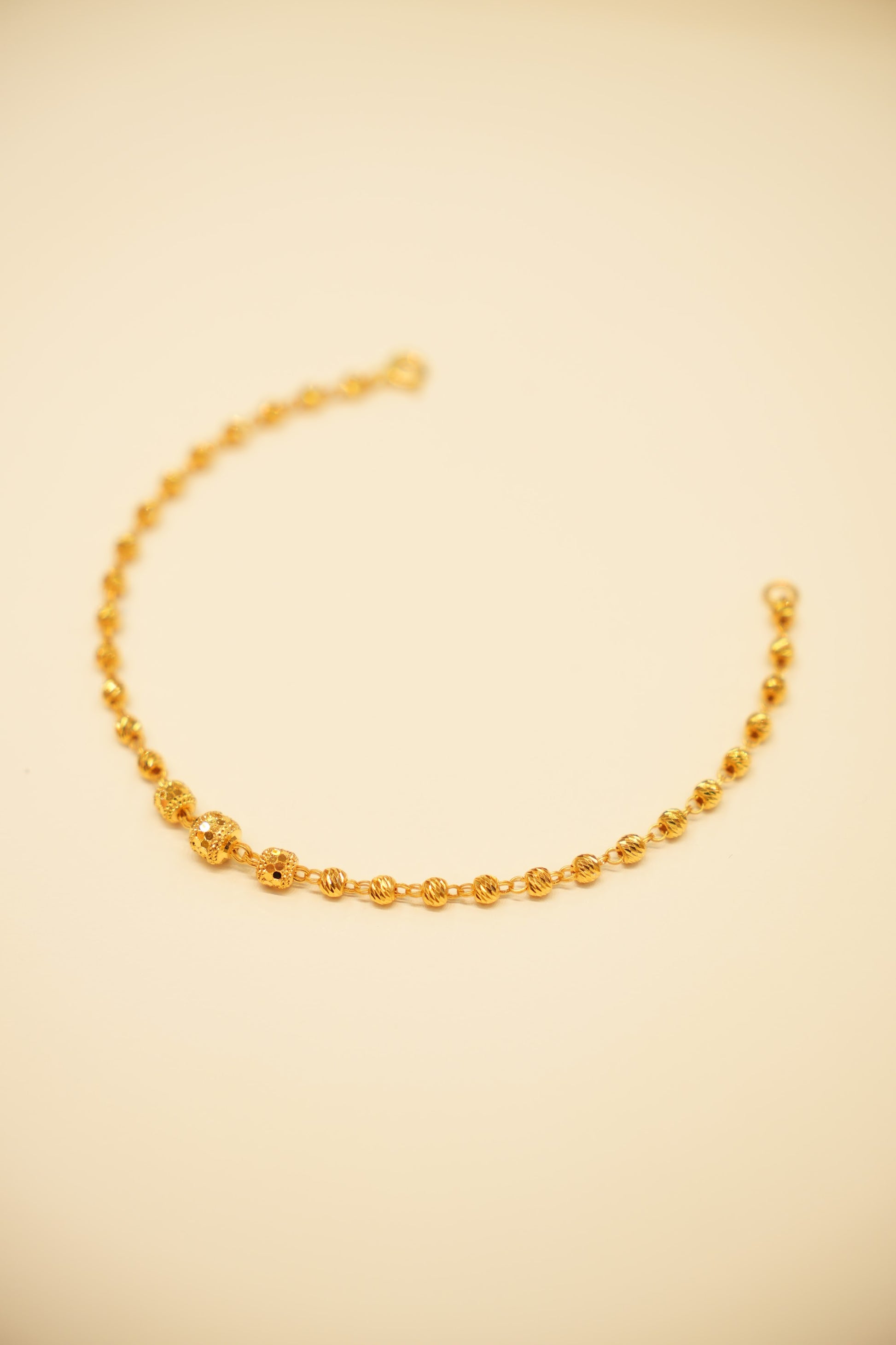 22K Gold Disc Bead Bracelet