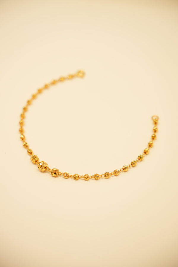 22K Gold Disc Bead Bracelet