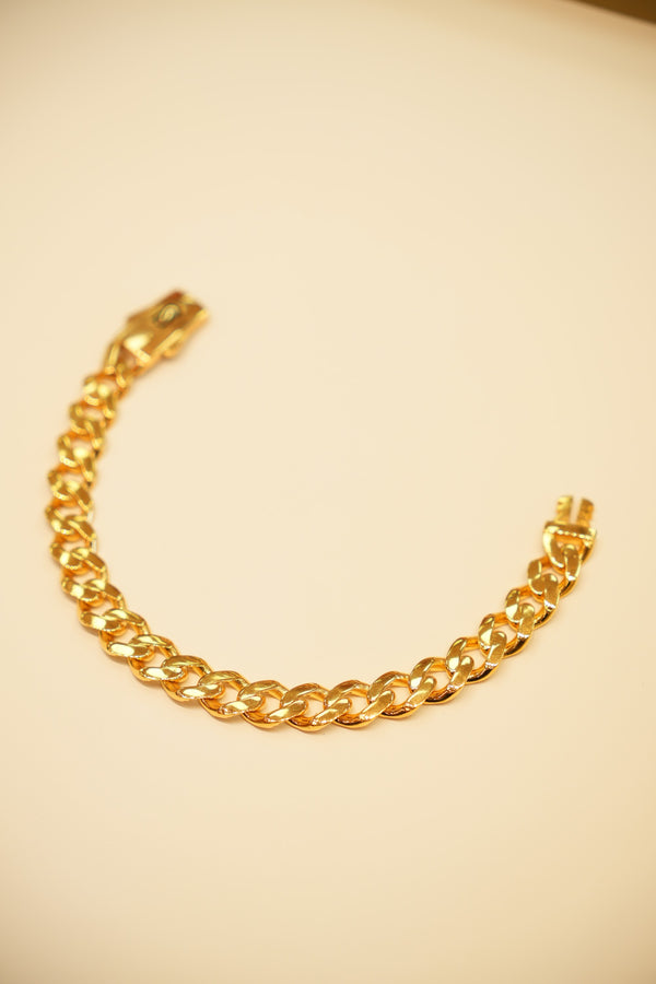 22K Gold Rounded Curb Bracelet