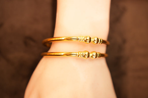 22K Gold Thin Wire Ball-Accent Bangles