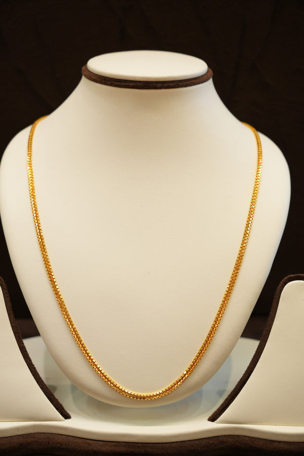 22K Gold Ladder-Cut Flat Chain