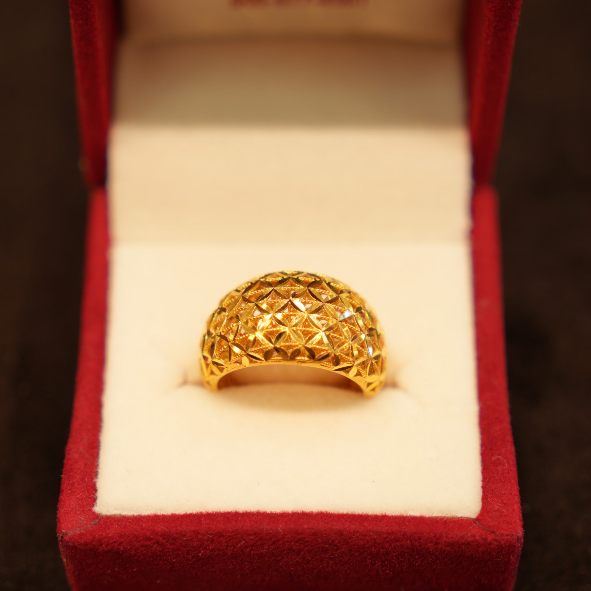 22K Gold Domed Quilted Ring