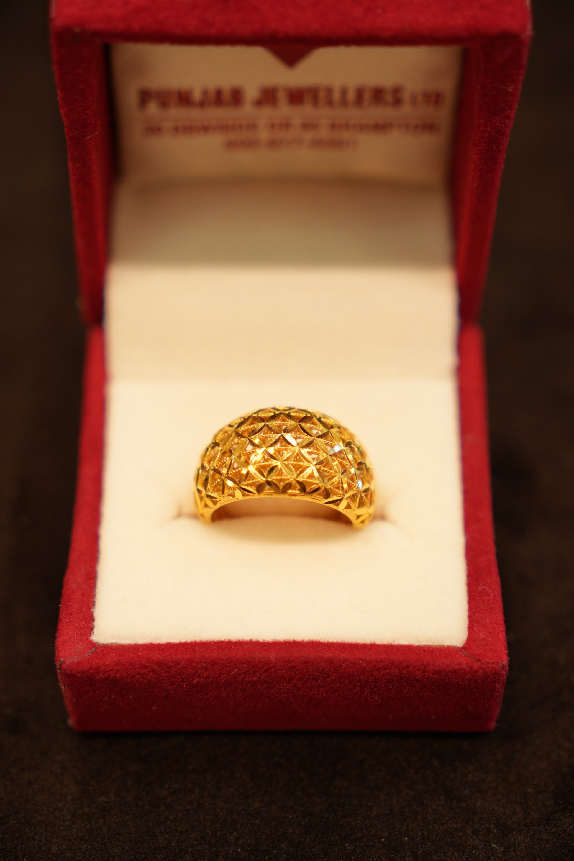 22K Gold Domed Quilted Ring