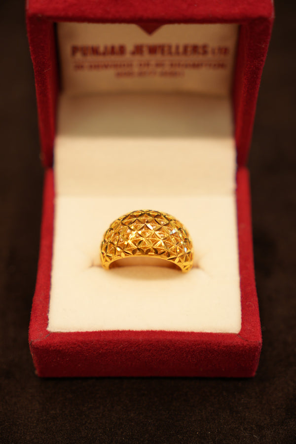 22K Gold Domed Quilted Ring