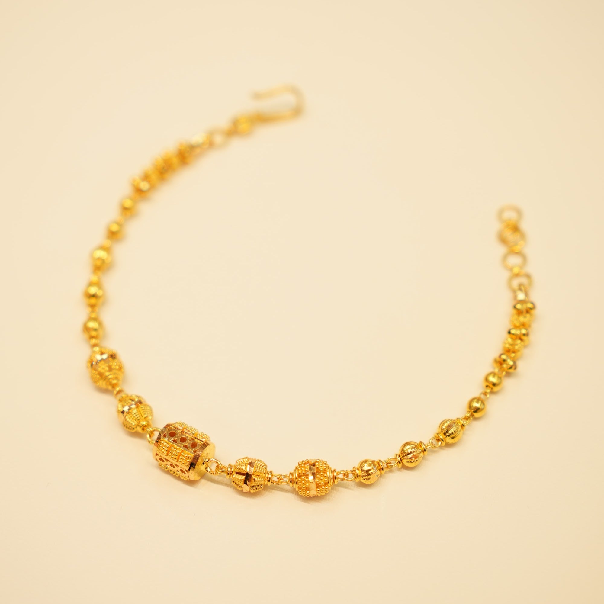 22K Gold Beaded Ball Charm Bracelet