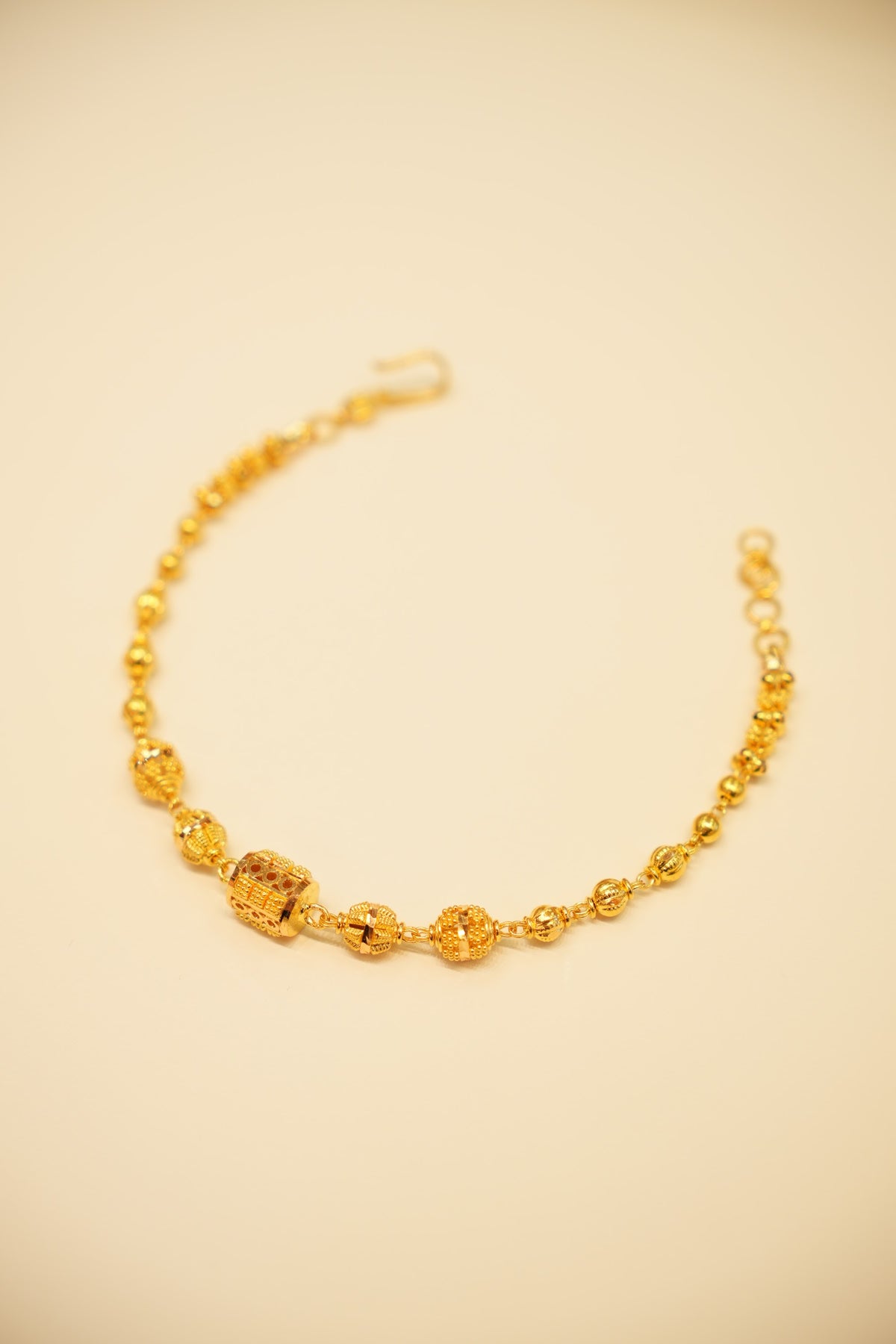 22K Gold Beaded Ball Charm Bracelet