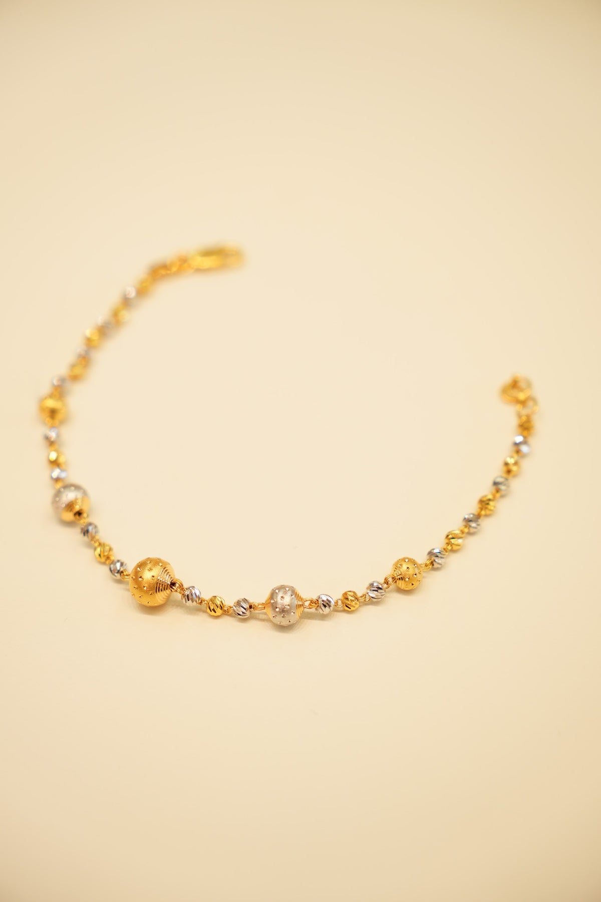 22K Gold Two-Tone Dotted Bead Bracelet