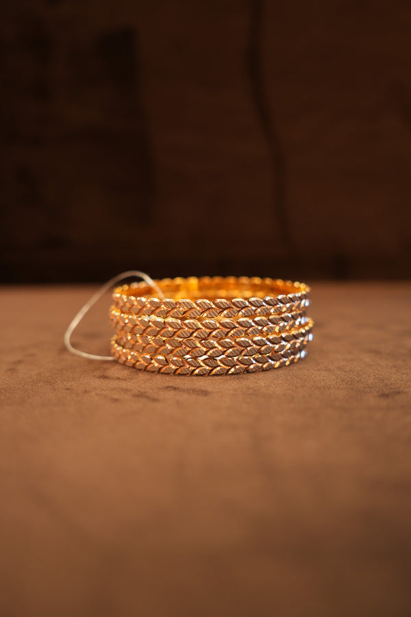 22K Gold Scale Weave Bangle Set