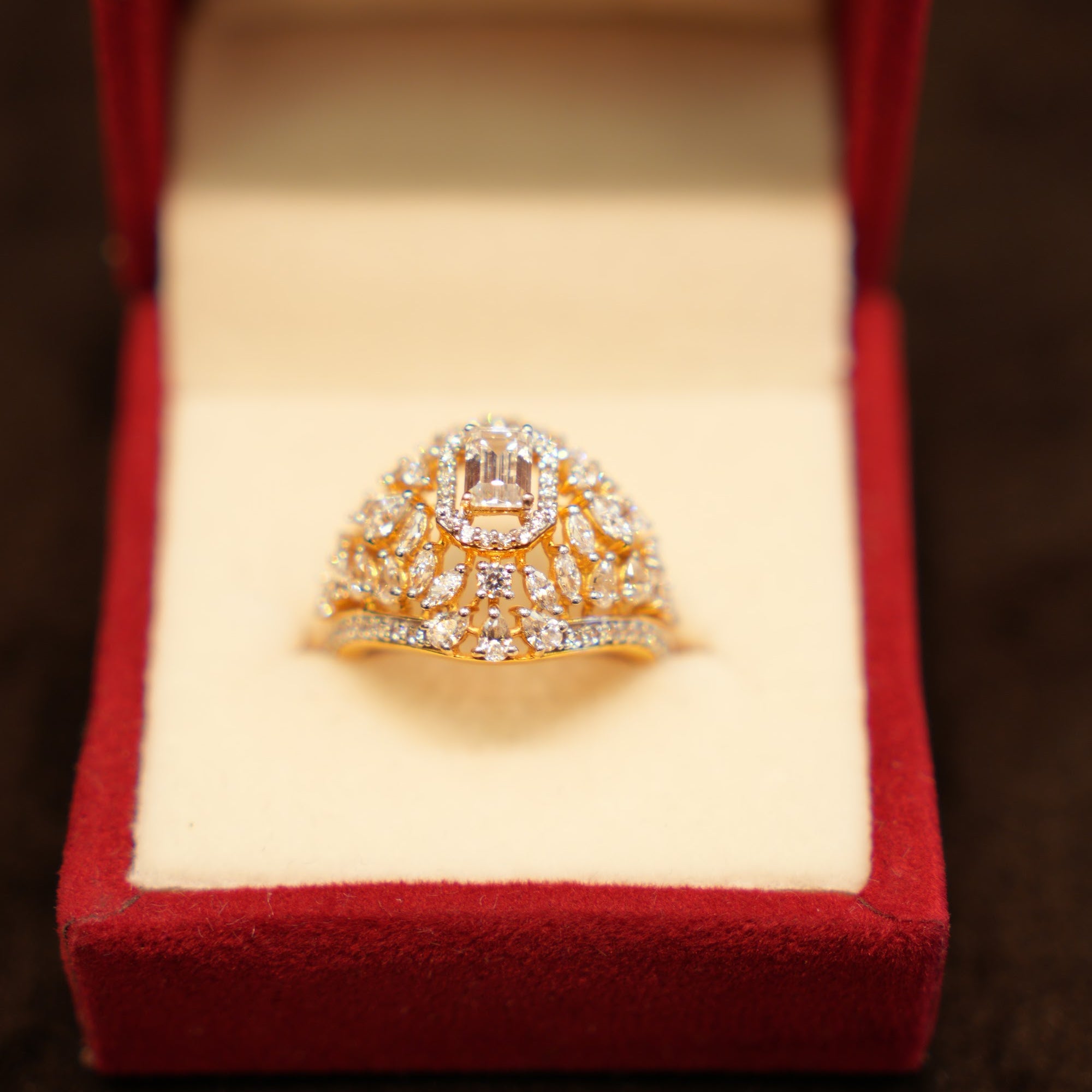 22K Gold Vintage Fan Cocktail Ring