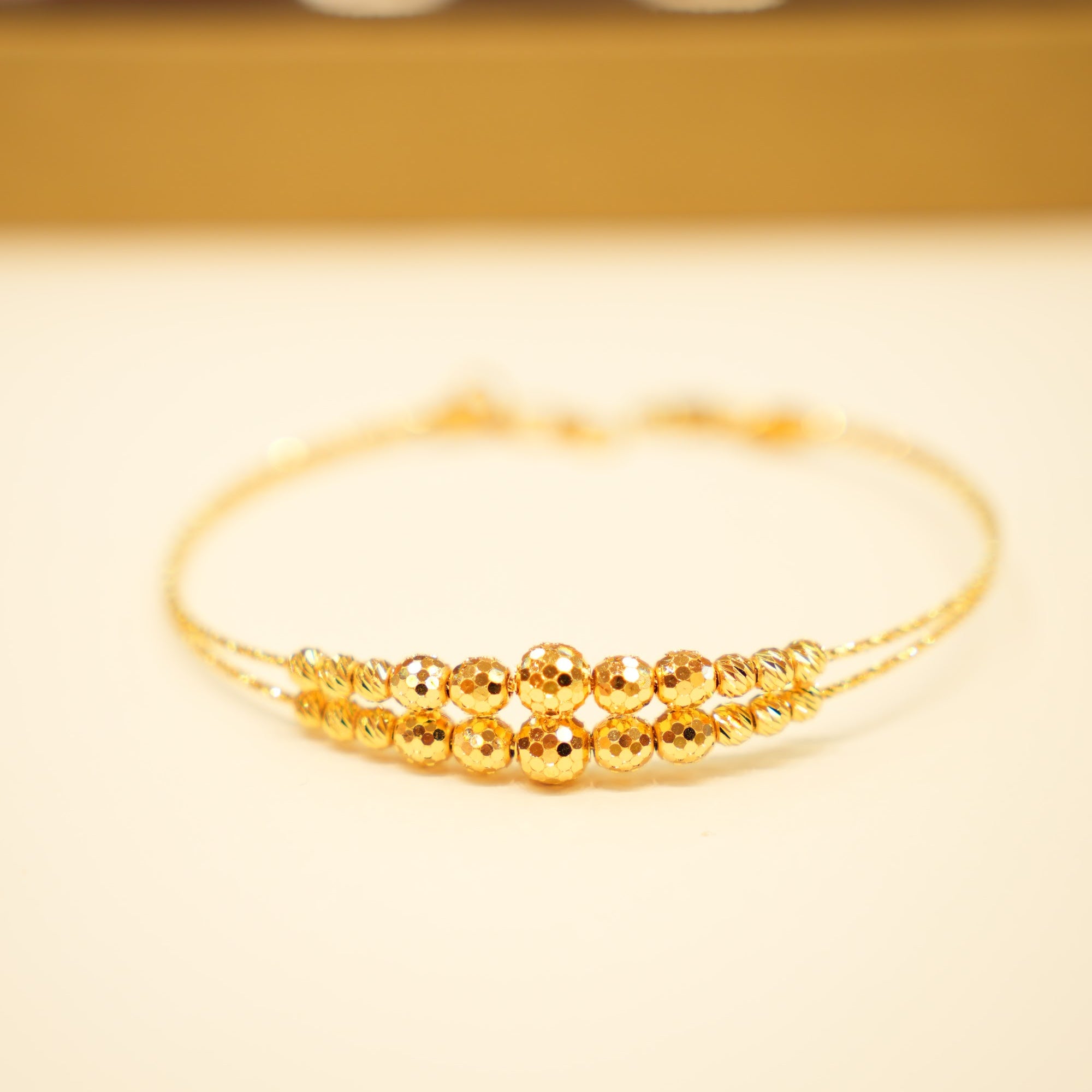 22K Gold Double Strand Sparkle Bead Bangle