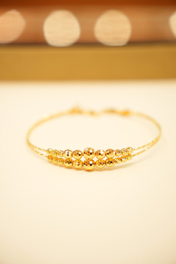 22K Gold Double Strand Sparkle Bead Bangle