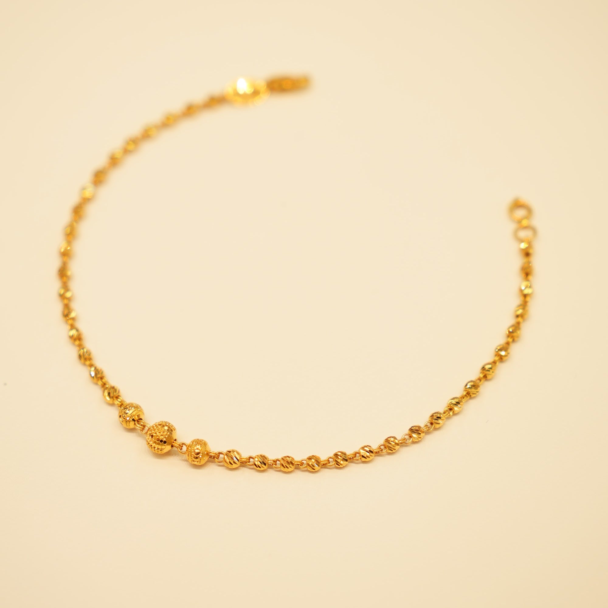 22K Gold Textured Sparkle Bead Bracelet
