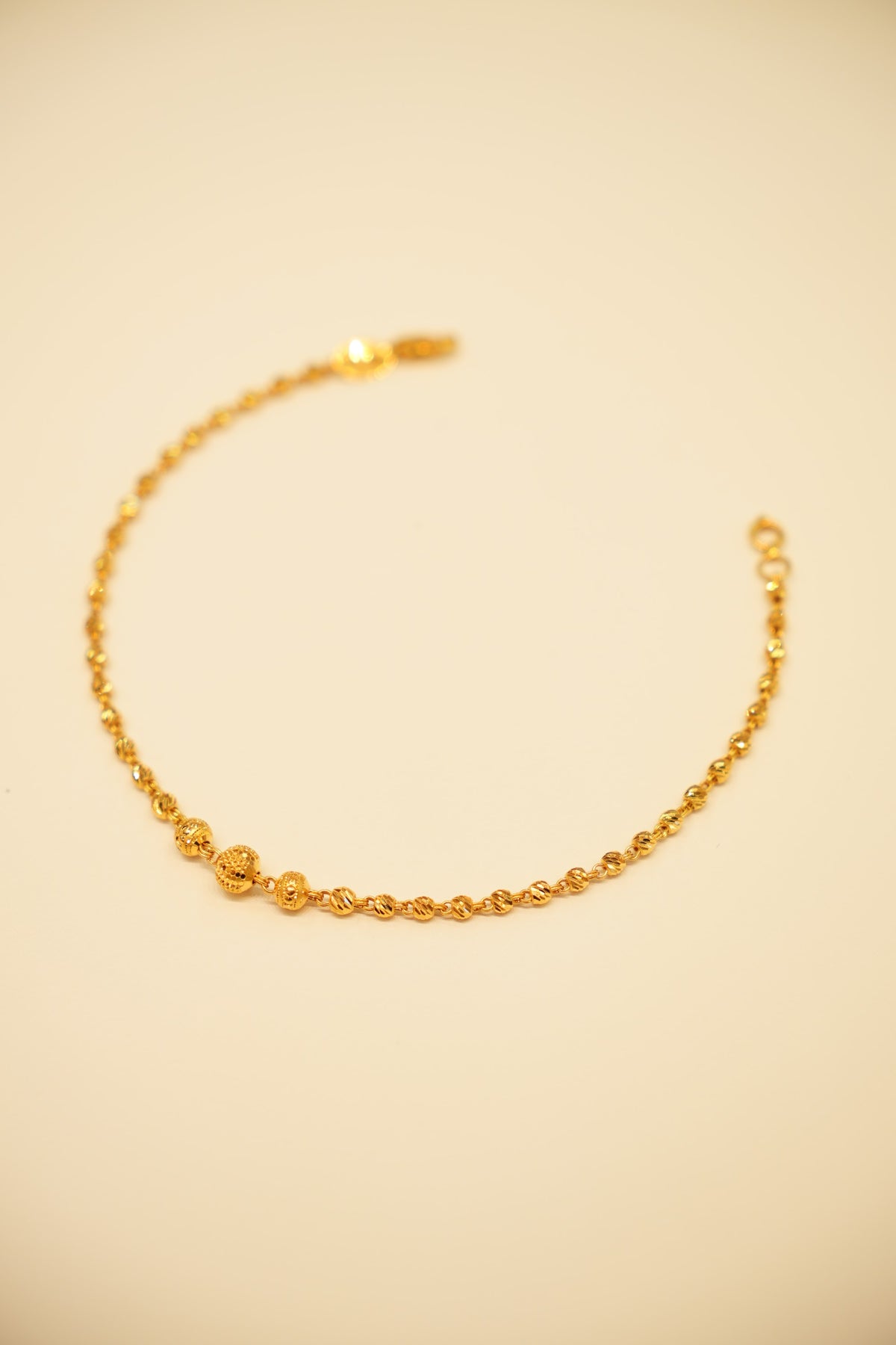 22K Gold Textured Sparkle Bead Bracelet