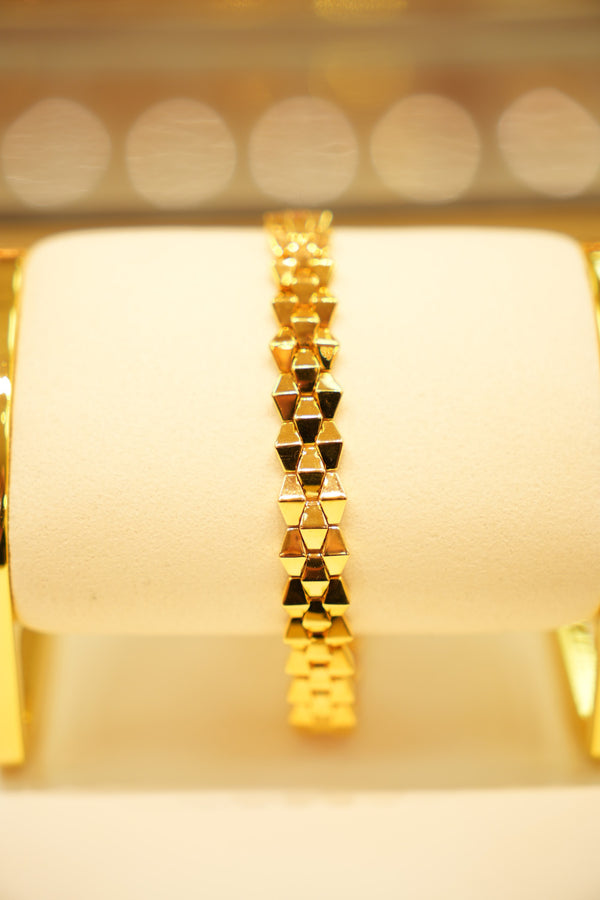 22K Gold Faceted Chevron Link Bracelet