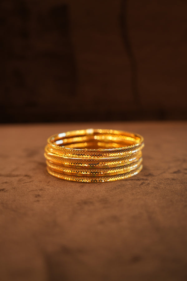 22K Gold Rainbow Sparkle Bangle Set