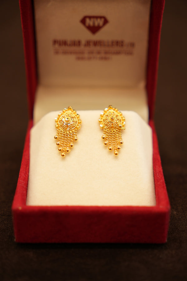 22K Gold Beaded Mango Stud Earrings