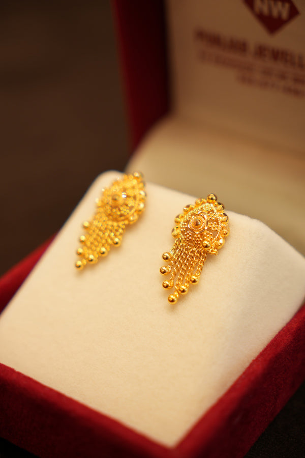 22K Gold Beaded Mango Stud Earrings