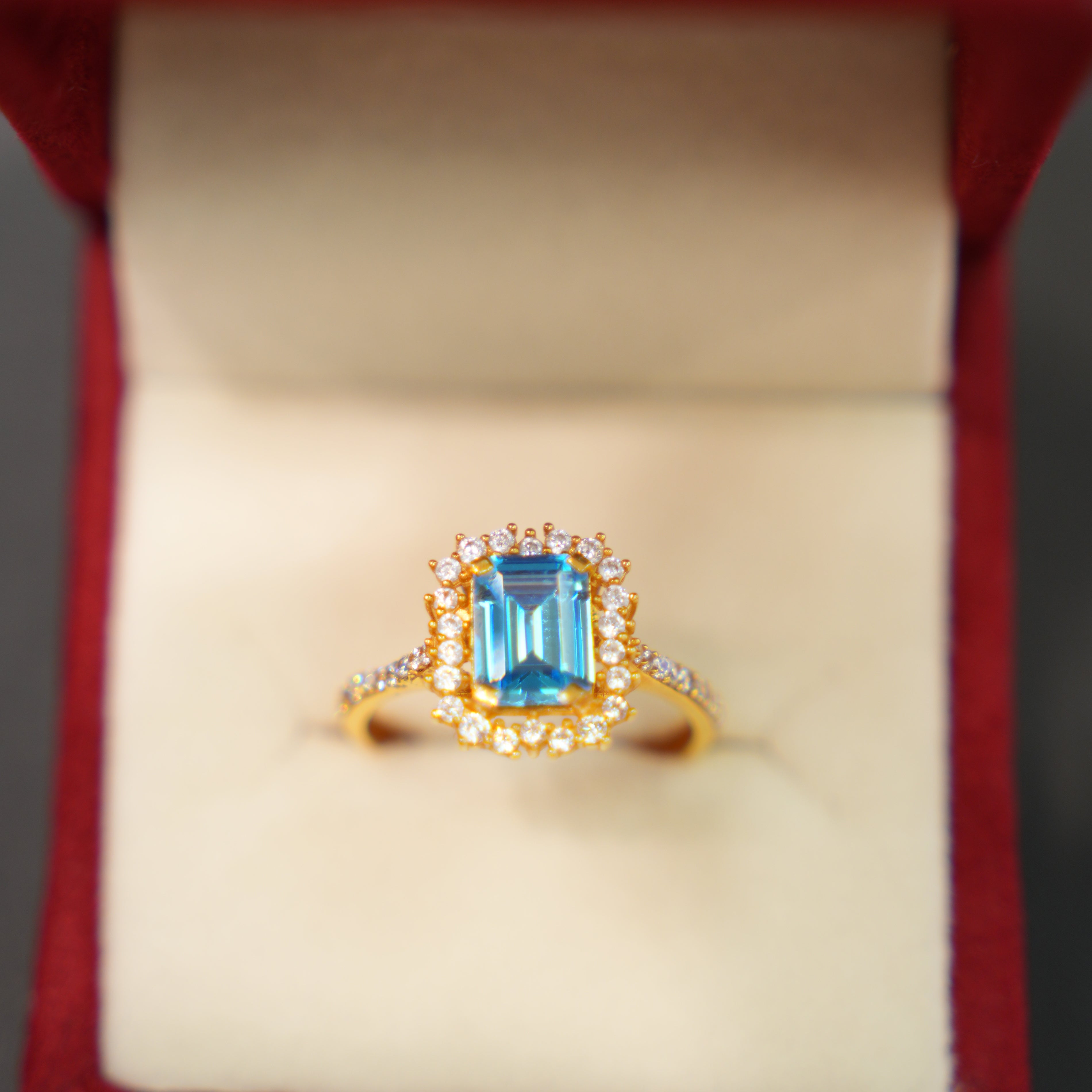 Blue gemstone gold ring