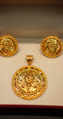 22K Gold Modern Pendant Set