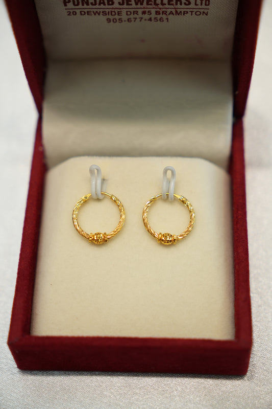 22K Gold Ladies Hoop Earrings