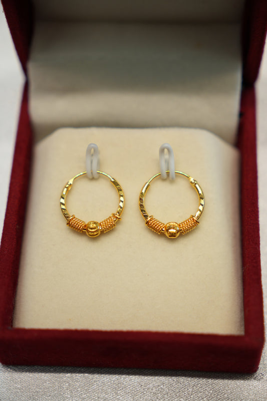 22K Gold Ladies Hoop Earrings