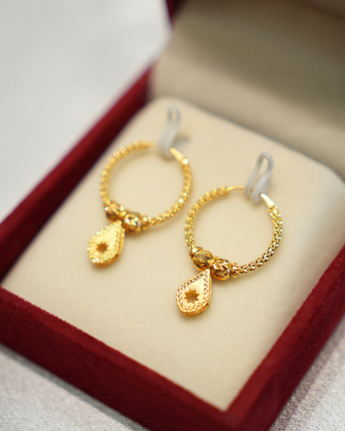 22K Gold Ladies Hoop Earrings