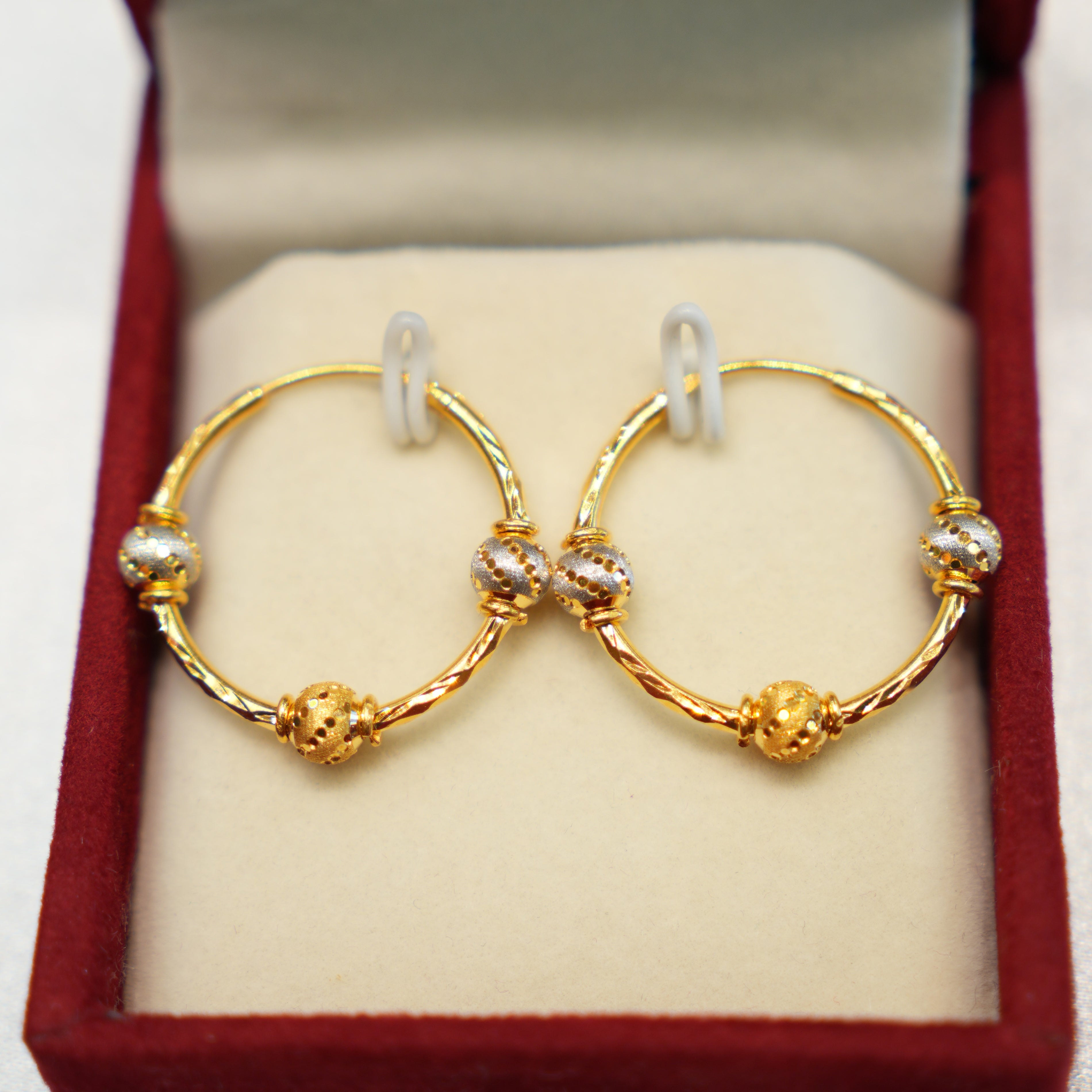 22K Gold Ladies Hoop Earrings