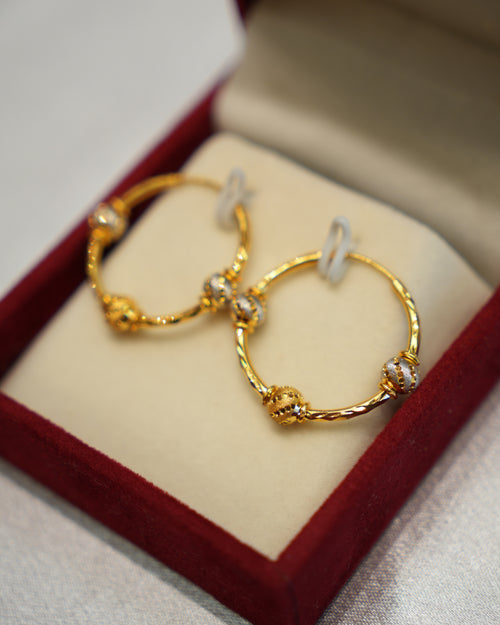 22K Gold Ladies Hoop Earrings