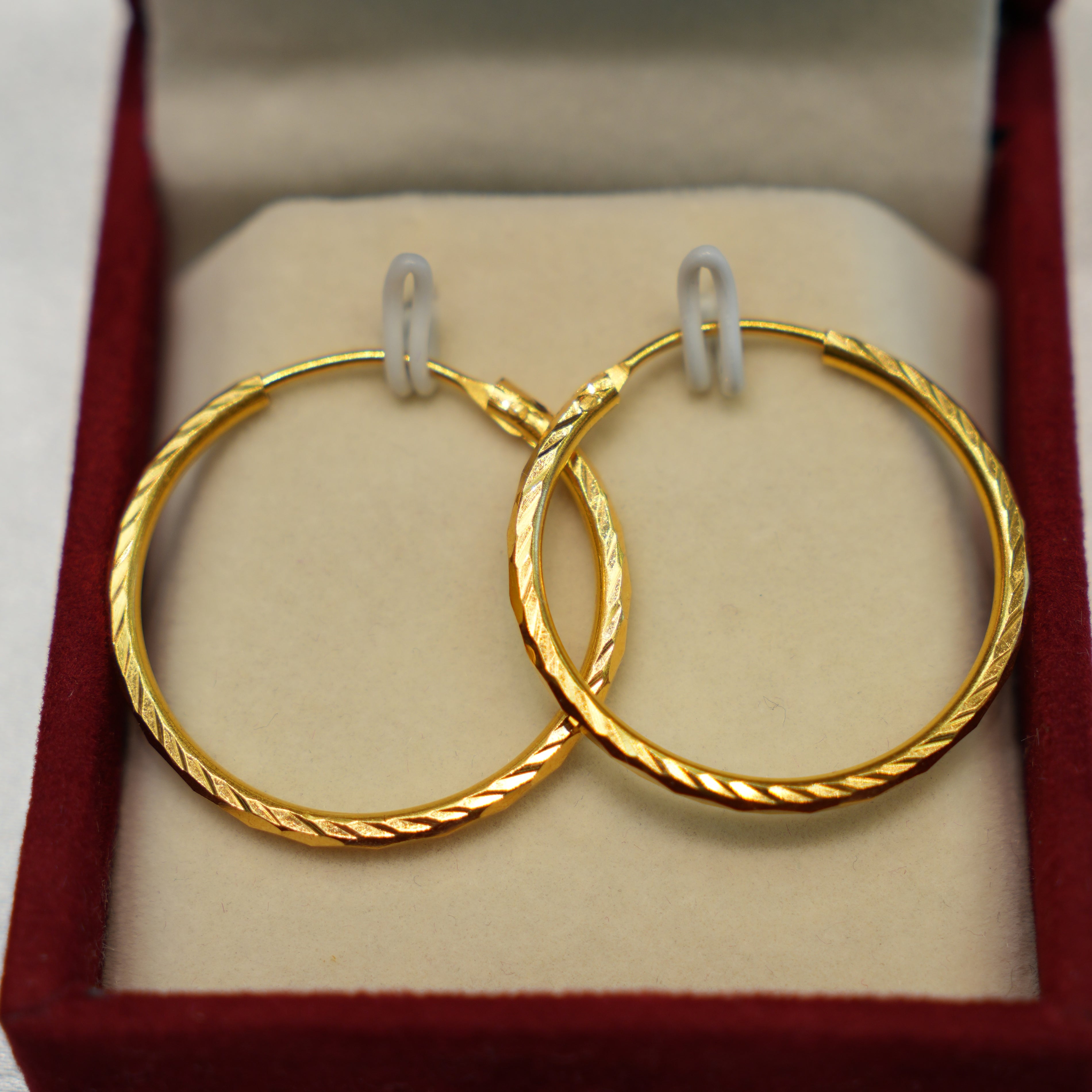 22K Gold Ladies Hoop Earrings