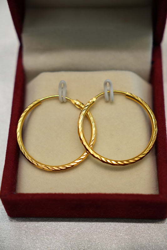 22K Gold Ladies Hoop Earrings
