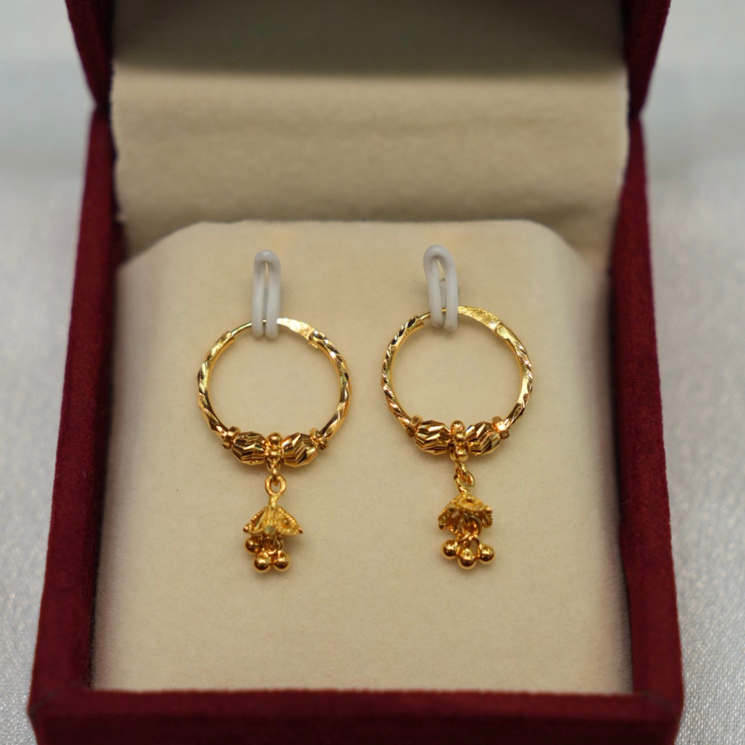 22K Gold Ladies Hoop Earrings