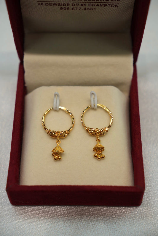 22K Gold Ladies Hoop Earrings
