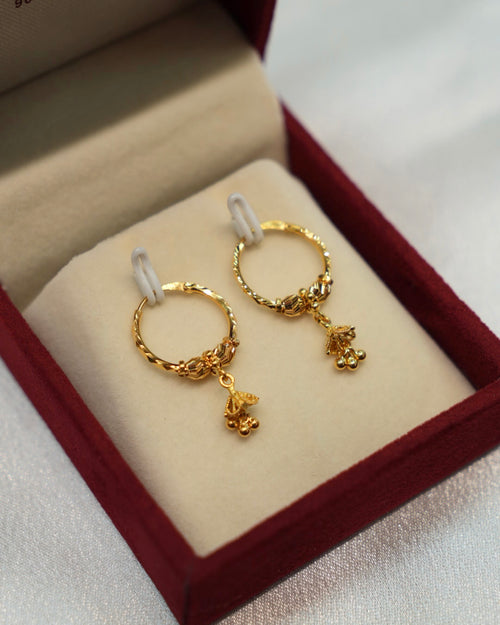 22K Gold Ladies Hoop Earrings