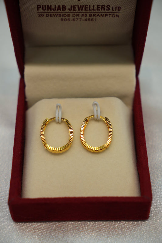 22K Gold Ladies Hoop Earrings