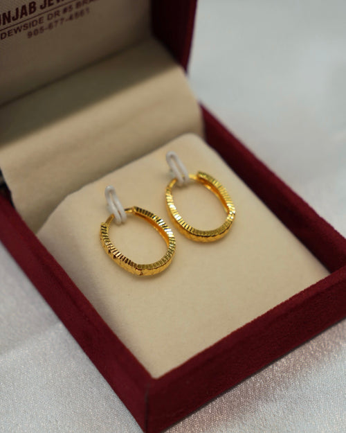 22K Gold Ladies Hoop Earrings