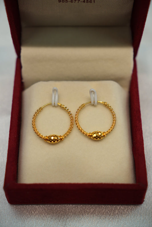 22K Gold Ladies Hoop Earrings