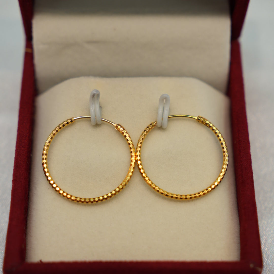22K Gold Ladies Hoop Earrings