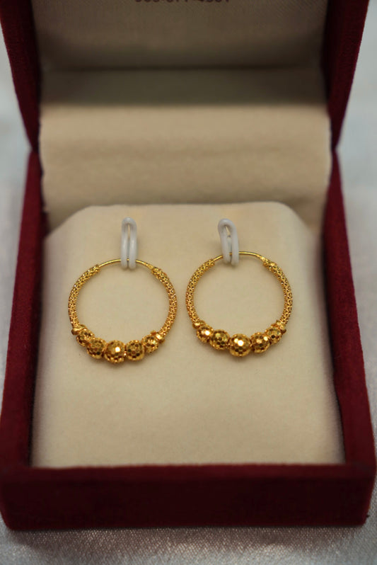 22K Gold Ladies Hoop Earrings