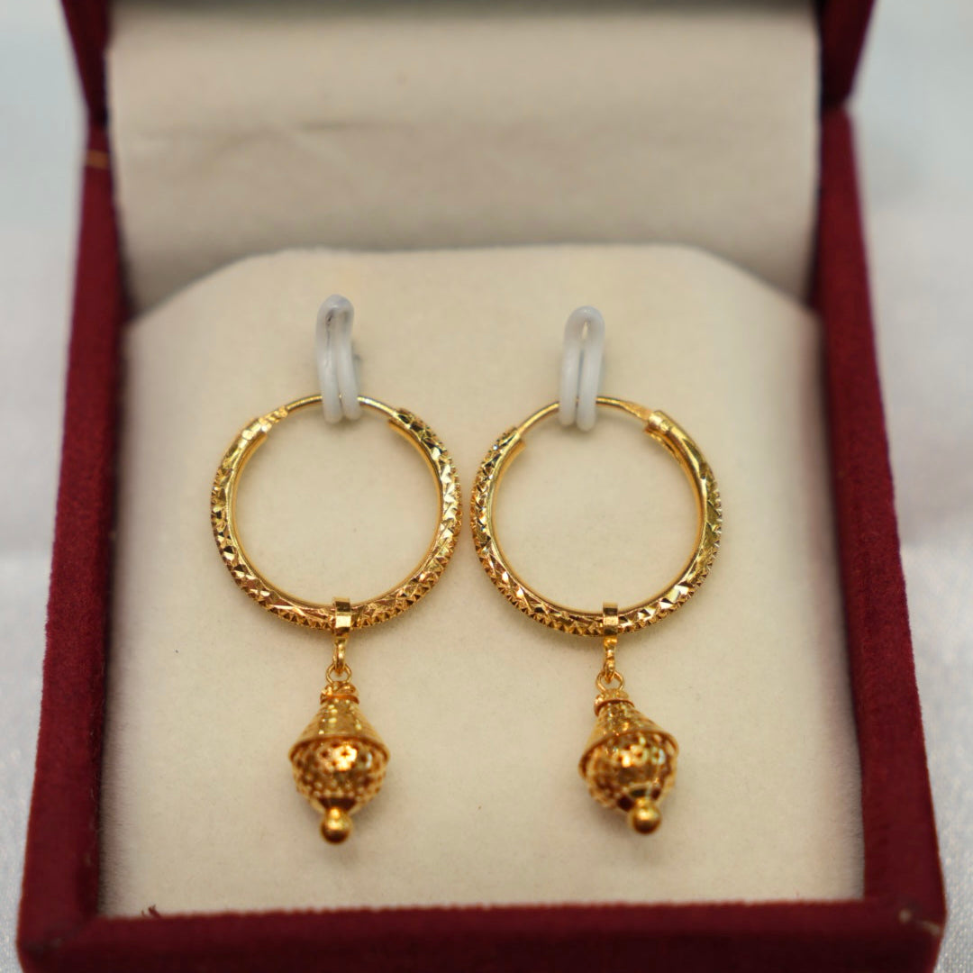 22K Gold Ladies Hoop Earrings