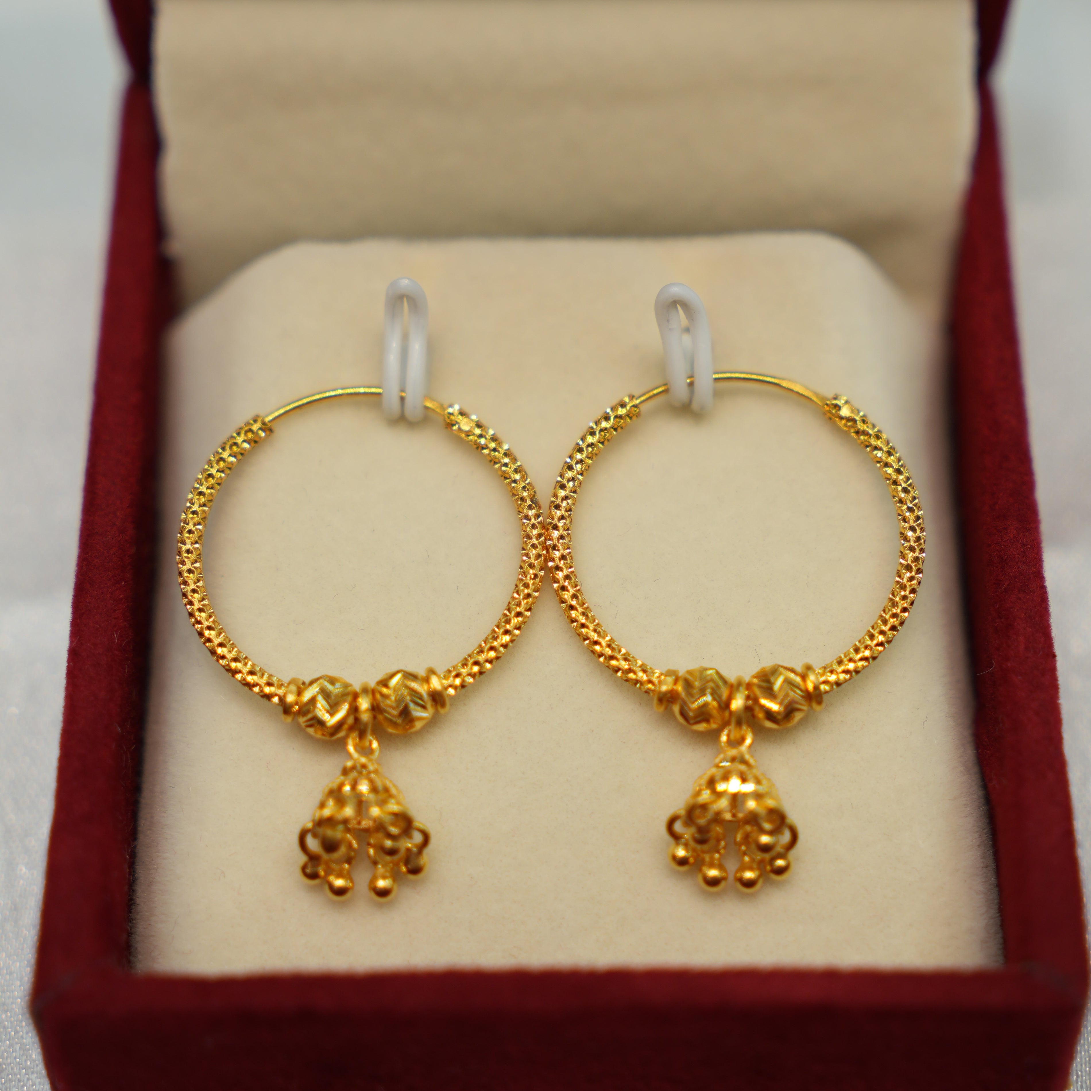 22K Gold Ladies Hoop Earrings