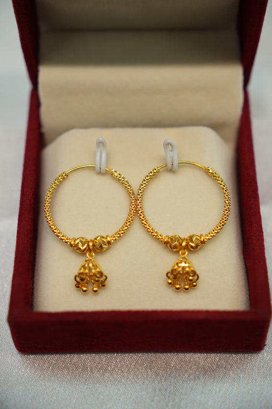 22K Gold Ladies Hoop Earrings