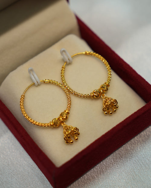 22K Gold Ladies Hoop Earrings