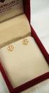 Gold earrings in a jewelry box 