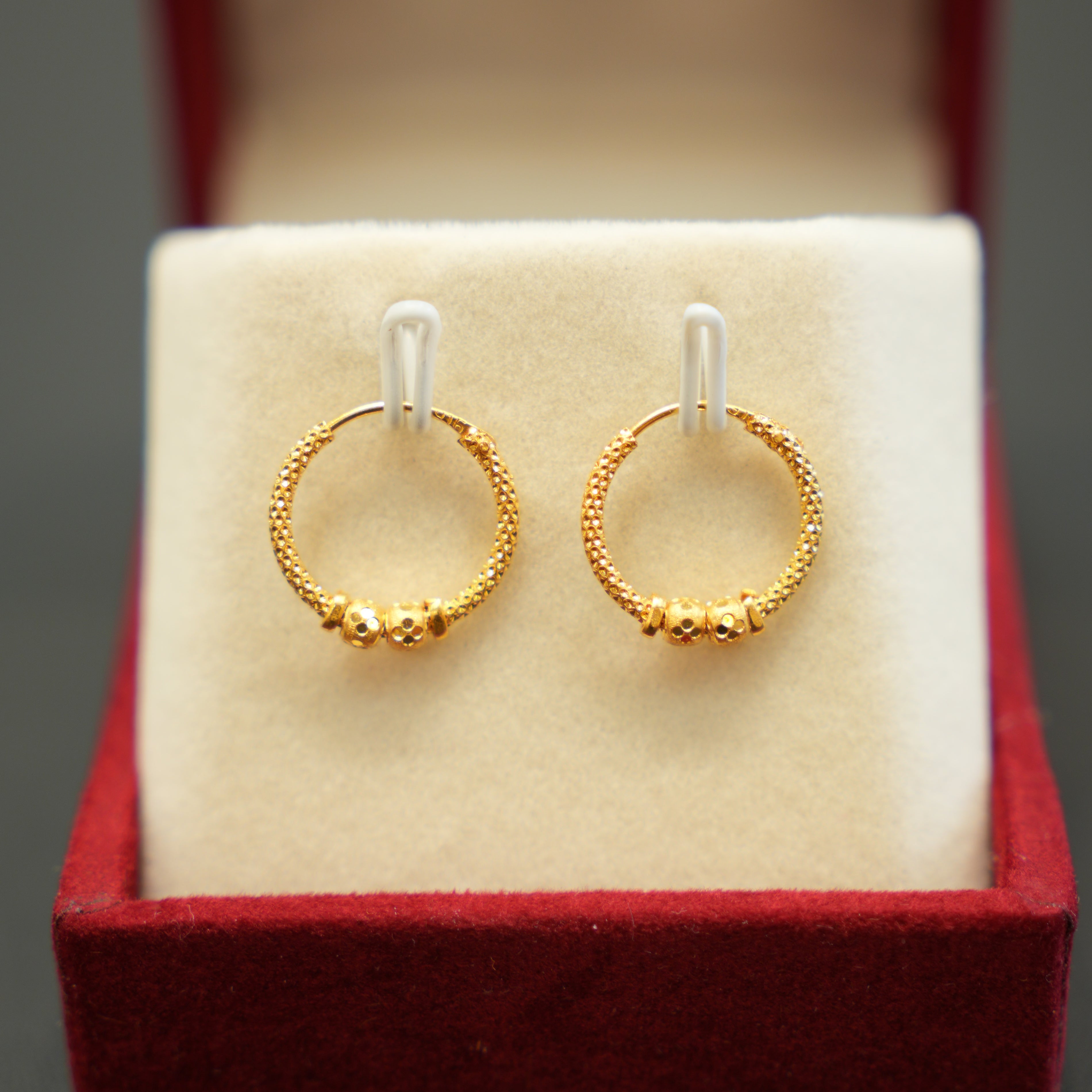 22K Gold Ladies Hoop Earrings