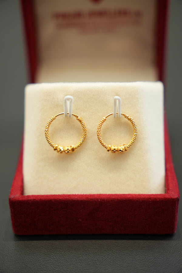 22K Gold Ladies Hoop Earrings