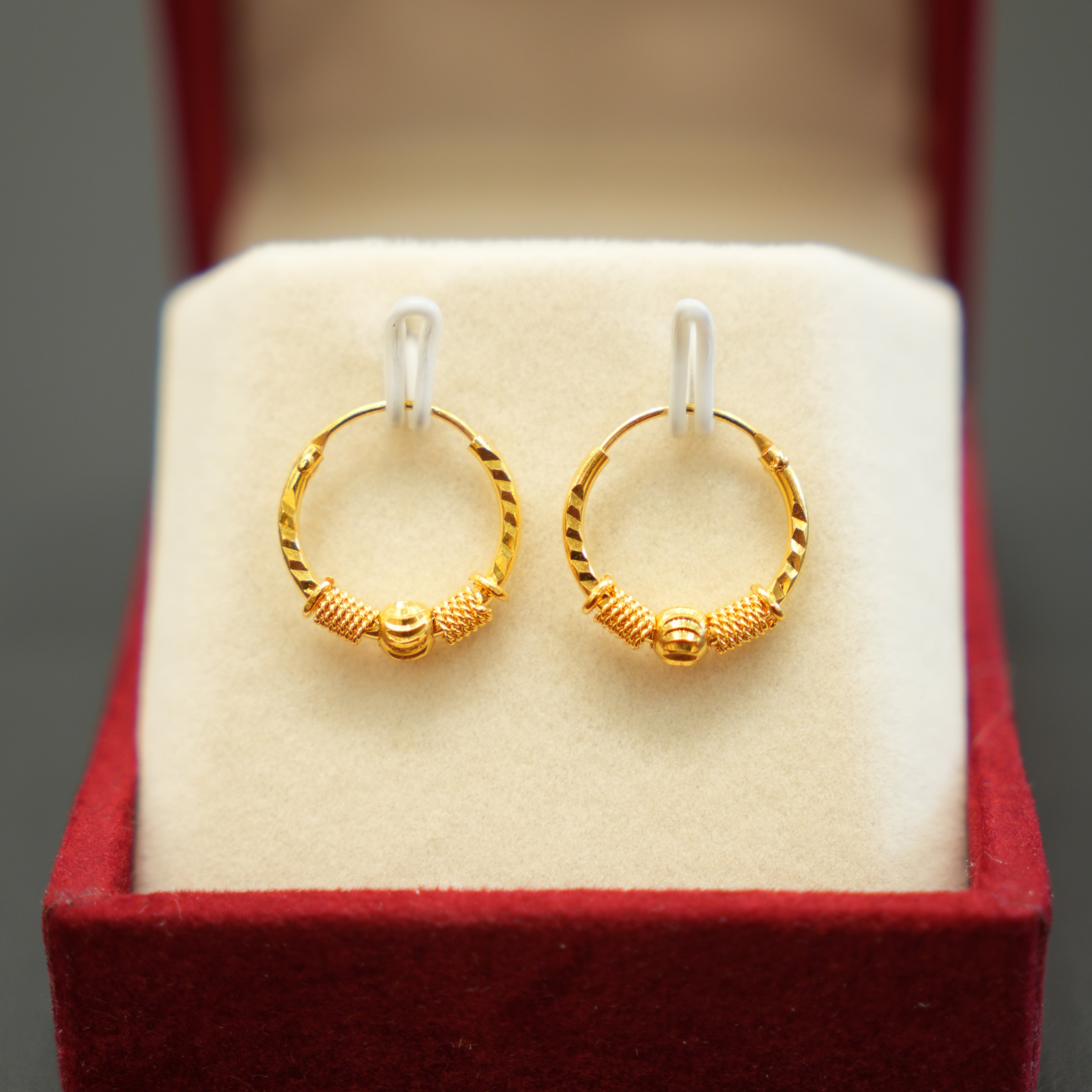 22K Gold Contemporary Hoops