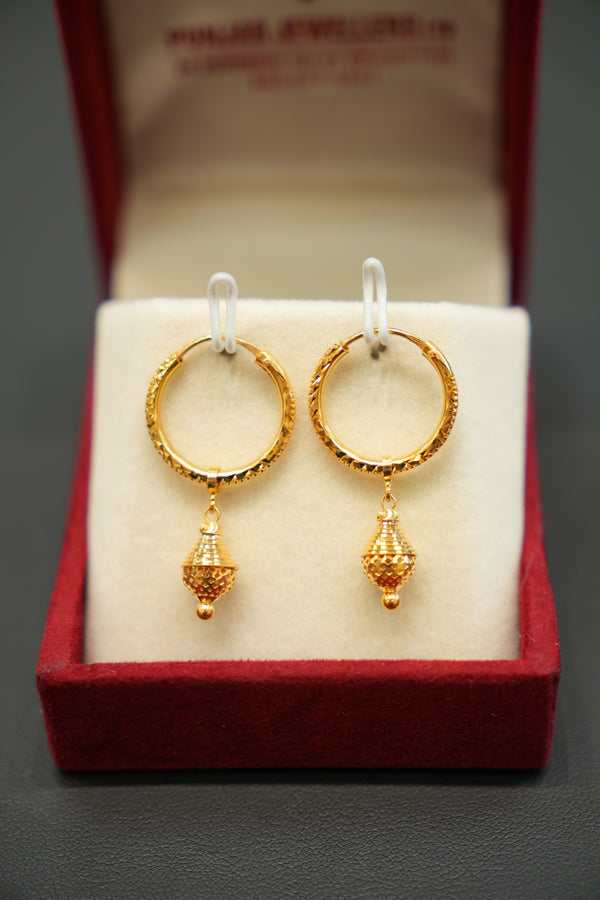 22K Gold Ladies Hoop Earrings
