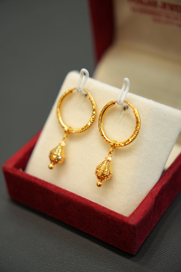 22K Gold Ladies Hoop Earrings